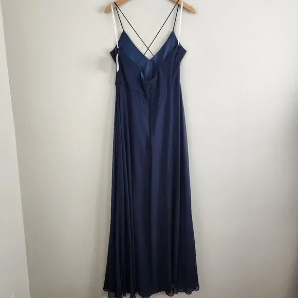 Nordstrom Thread Midnight Chiffon Criss Cross Back A-Line Maxi Gown Plus 14 - Picture 7 of 11